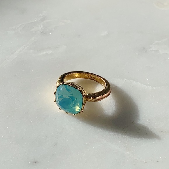 COACH Turquoise Stone Gold Statement Ring - Picture 2 of 5